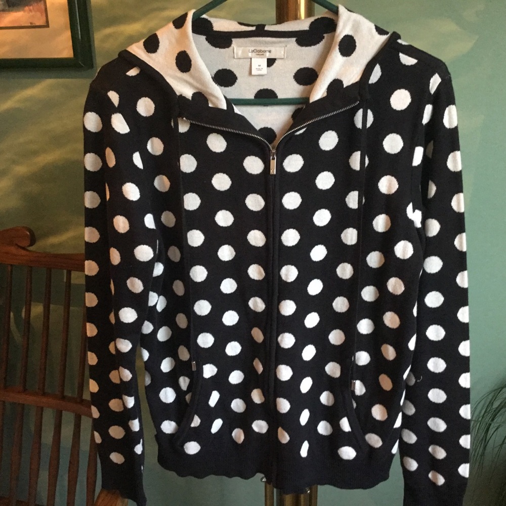 Liz Claiborne Cotton Knit Hooded Jacket - Size M - EUC